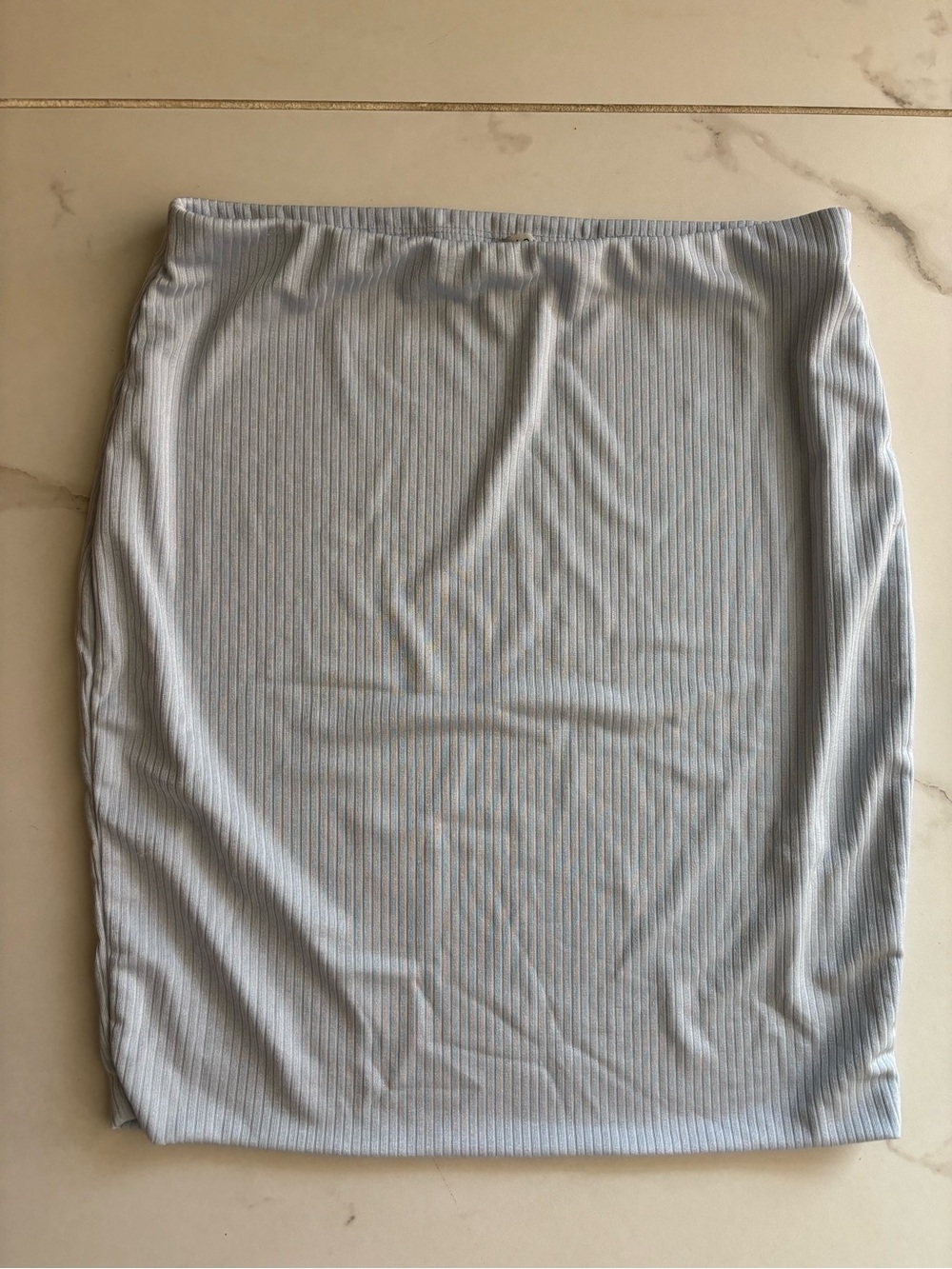 Haute Monde Light Blue Ribbed Pencil Skirt